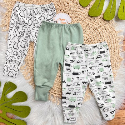 Kit 3 Calças - Carrinhos, Verde e Dinos